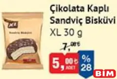 XL ÇİKOLATA KAPLI SANDVİÇ BİSKÜVİ 30 G